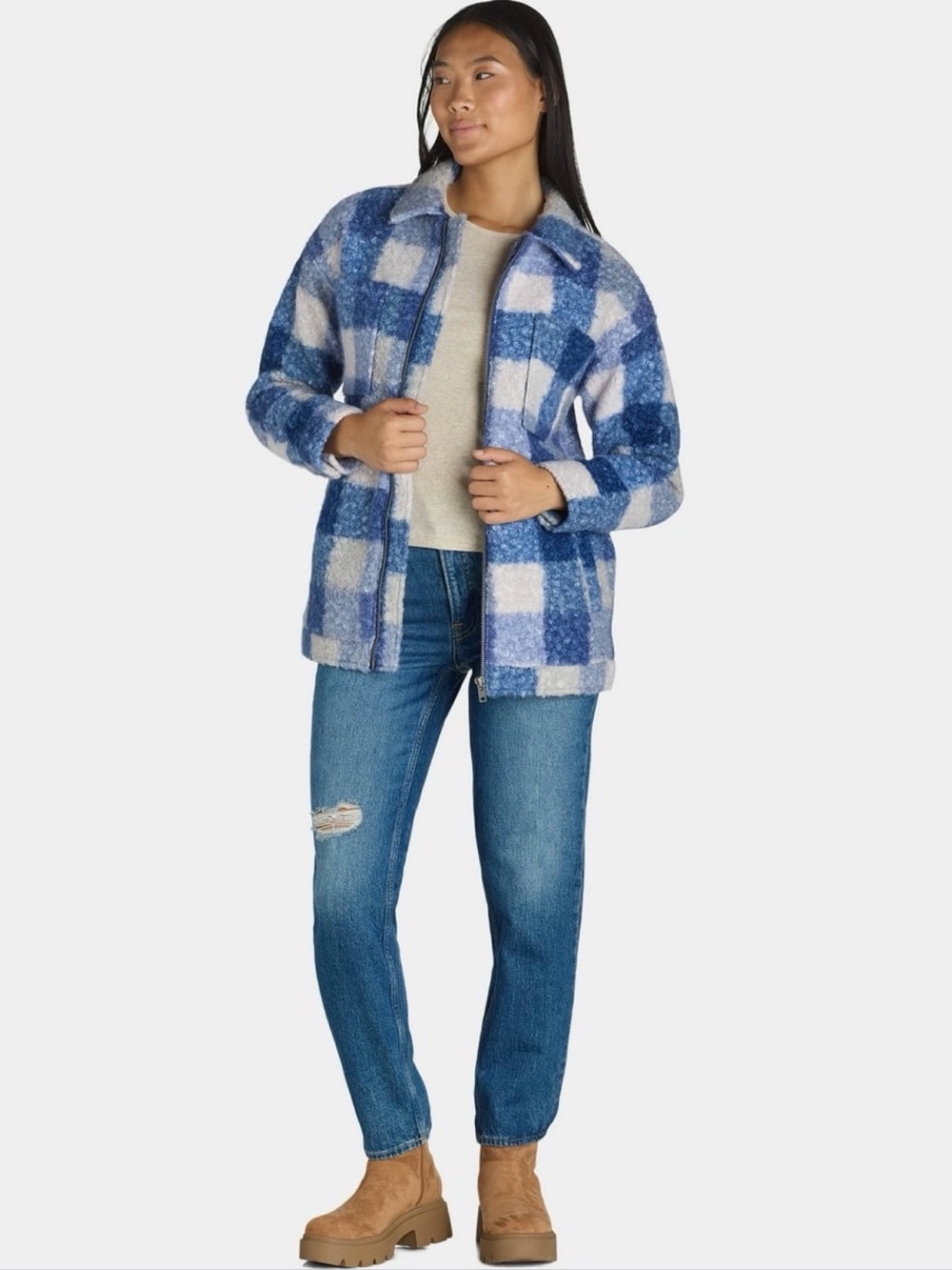 NEW Jason Maxwell Poodle Plaid Boucle Jacket